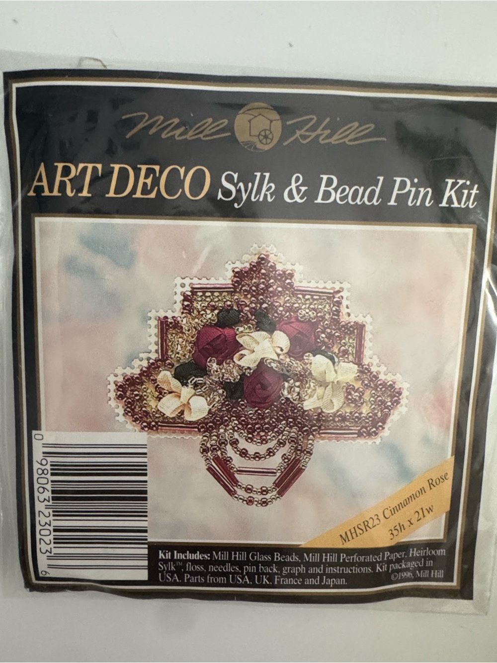 NEW Vintage 1996 MILL HILL Beaded Sylk Pin Kits III Cinnamon Rose